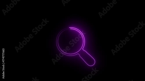 Wallpaper Mural Neon purple magnifying glass outline glowing on a black background search research Torontodigital.ca