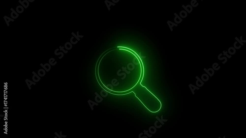 Wallpaper Mural Neon green magnifying glass outline glowing on a black background search research Torontodigital.ca