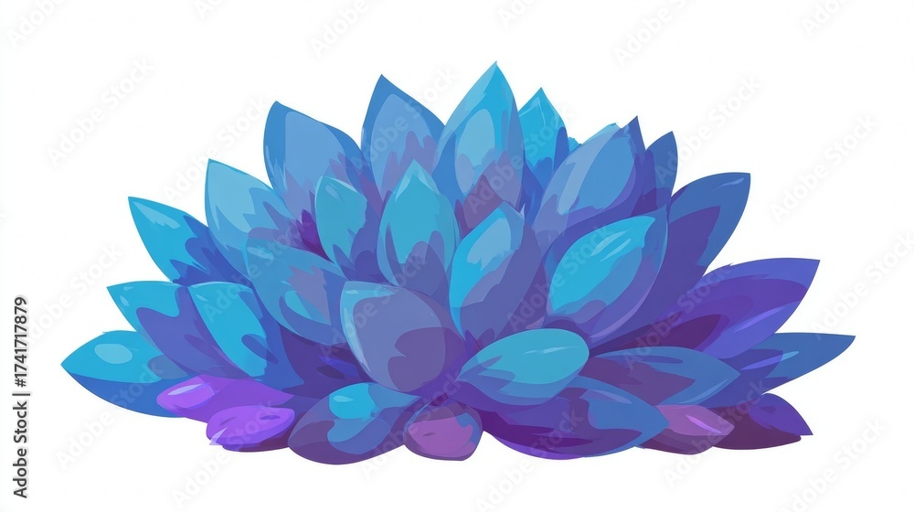 Obraz premium Illustration of a vibrant blue succulent plant with detailed petals and a natural appearance.