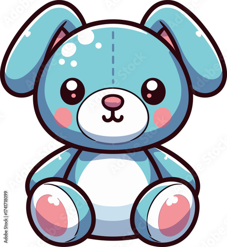 青い垂れ耳の動物のぬいぐるみのイラスト