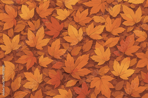 一面紅葉の落ち葉のイラスト