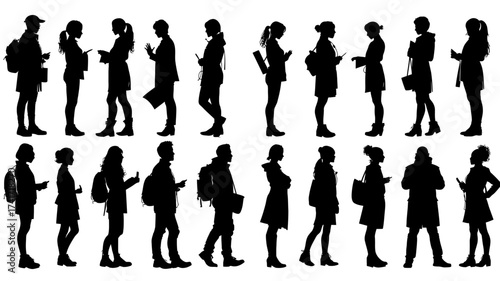 Collection of vector silhouettes of doctors in various poses and activities