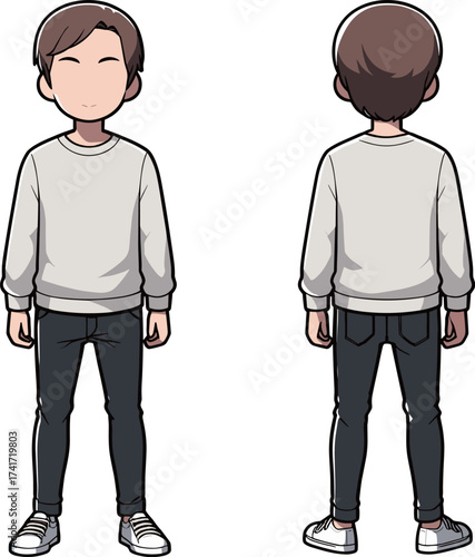 シンプルな男性の前後のイラスト
