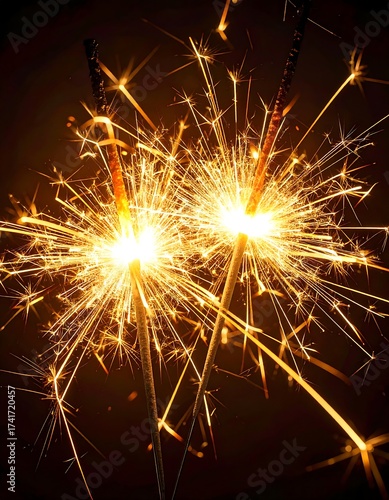 Sparkling sparklers against a dark background