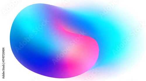A smooth, abstract shape with a gradient of blue and pink colors, creating a soft and fluid appearance isolated on white background