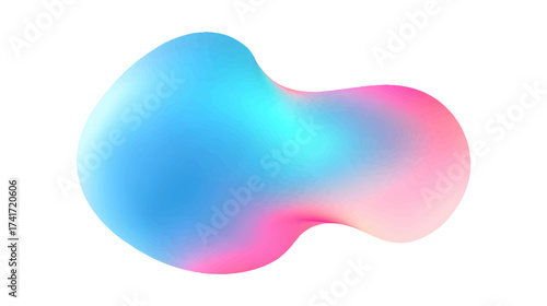 A smooth, abstract shape with a gradient of blue and pink colors, creating a soft and fluid appearance isolated on white background