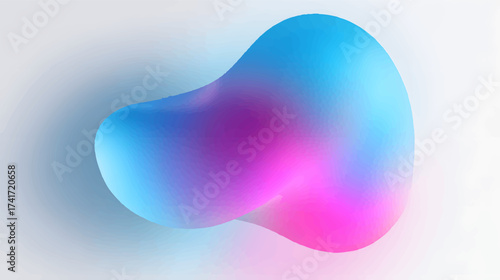 A smooth, abstract shape with a gradient of blue and pink colors, creating a soft and fluid appearance isolated on white background