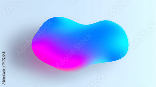 A smooth, abstract shape with a gradient of blue and pink colors, creating a soft and fluid appearance isolated on white background