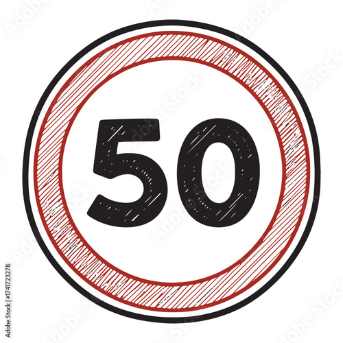 Limit your speed to 50 with this sign, speed restriction for safety and regulation