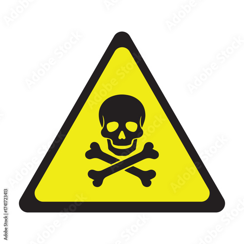 Caution skull and crossbones symbol conveys danger, deadly poison, and risk ahead
