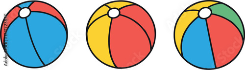 Vibrant Beach Ball Icons Set Summer Fun and Playful Design Elements for Creative Projects
