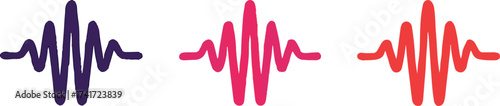 Three colorful waveforms audio signal patterns vibrant sound visualization and technology concept