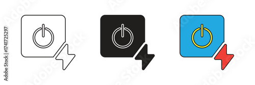 Power on-off set icon. Power on-off vector flat design.
