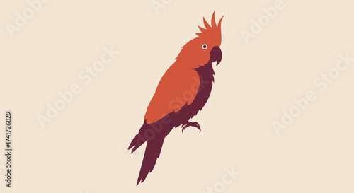 Minimalist vector illustration of a tropical parrot with a distinct crest