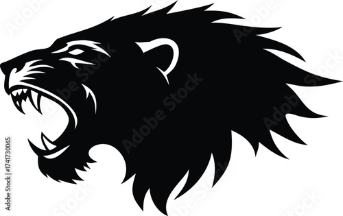 Roaring lion head vector illustration aggressive animal design perfect for logo and branding projects