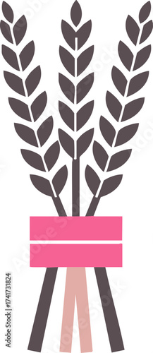 Wheat bundle tied with ribbon representing harvest and organic agriculture