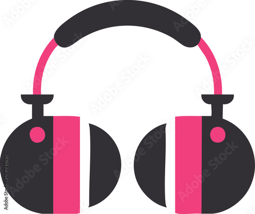 Over ear headphone with bold accent color in clean vector icon