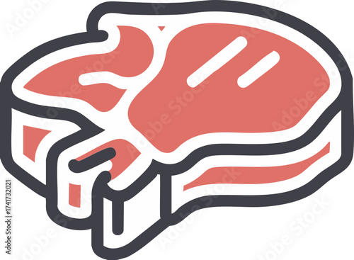 Raw steak meat cut icon for beef food, butcher shop, and grill cuisine