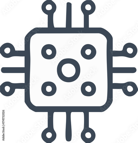 Microchip with surrounding circuit line symbolizing processor and compute tech