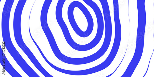 Blue Wavy Lines Abstract Background in Trendy Retro Psychedelic Style. Twisted, Swirled, and Distorted Vector Texture Pattern