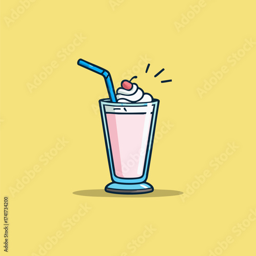 Illustration Milkshake in Tall Glass