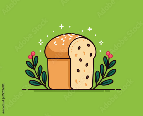 Illustration Panettone Italian Christmas .