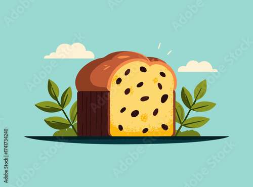 Illustration Panettone Italian Christmas
