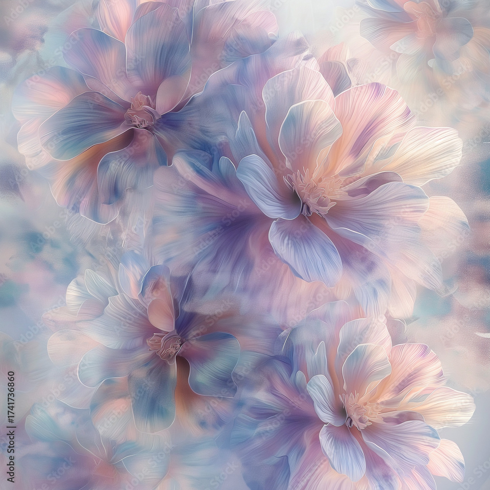 Obraz premium Soft pastel flowers, petals, and gentle floral patterns