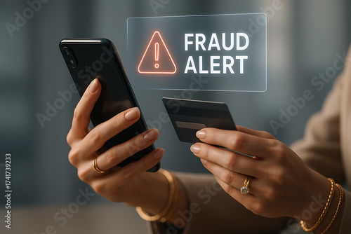 Digital Fraud Alert: A person carefully examines a credit card and a smartphone, highlighting the concern about potential financial fraud in the digital age.