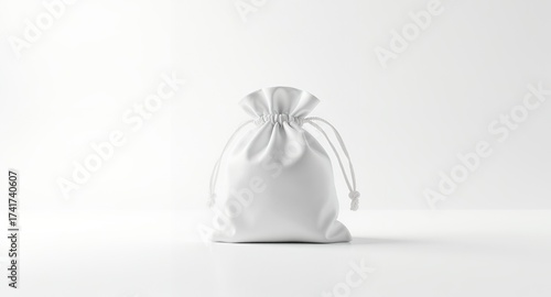 White Drawstring Pouch Mockup, Blank Gift Bag Design