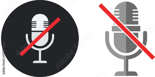 Muted Microphone Icons on Dark and White Backgrounds