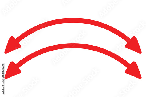 Double Sided wave curved long Arrow icon, two sided wave long arrow icon, double curved arrow icon, vector illustration.