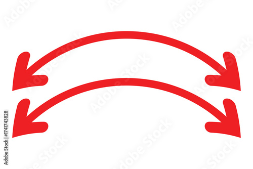 Double Sided wave curved long Arrow icon, two sided wave long arrow icon, double curved arrow icon, vector illustration.