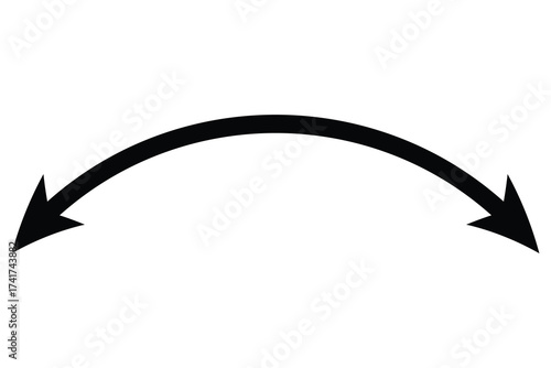 Double Sided wave curved long Arrow icon, two sided wave long arrow icon, double curved arrow icon, vector illustration.