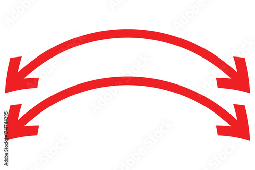 Double Sided wave curved long Arrow icon, two sided wave long arrow icon, double curved arrow icon, vector illustration.