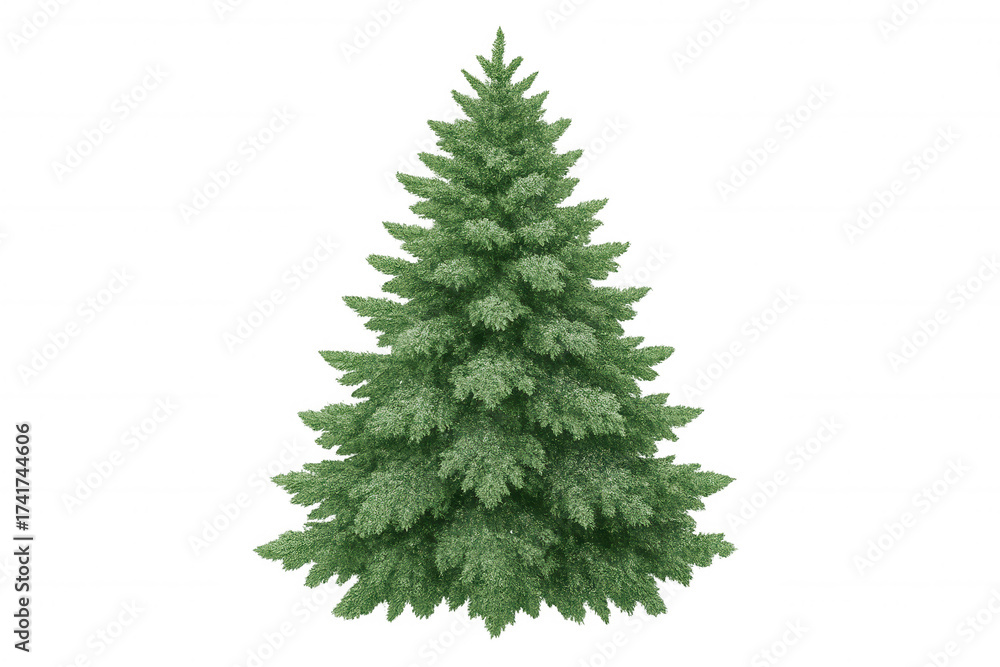 Fototapeta premium Christmas pine tree with green textured needles, celebrating winter holidays and nature, on a transparent background