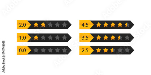 Premium five star rating illustration for review system, ranking interface, feedback evaluation and user satisfaction performance concept in modern flat design