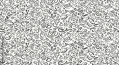 A dense, intricate abstract pattern composed of many small, dark swirling and curved shapes on a light background.