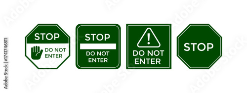 Warning road sign vector illustration of do not enter and stop sign with red background, commonly used in traffic design, driving alerts and public notices