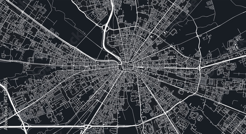 An abstract representation of a bustling city seen from above.