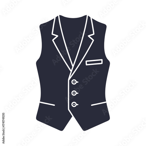 Sleeveless vest with white piping and buttons