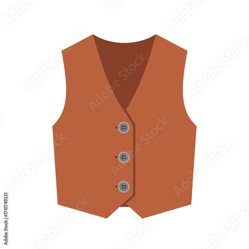 Brown Sleeveless Button Vest