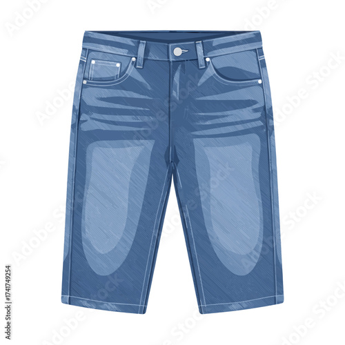 Blue denim shorts with detailed stitching