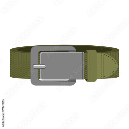 Green Fabric Belt with Metal Buckle