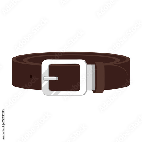 Brown leather belt with a shiny silver buckle