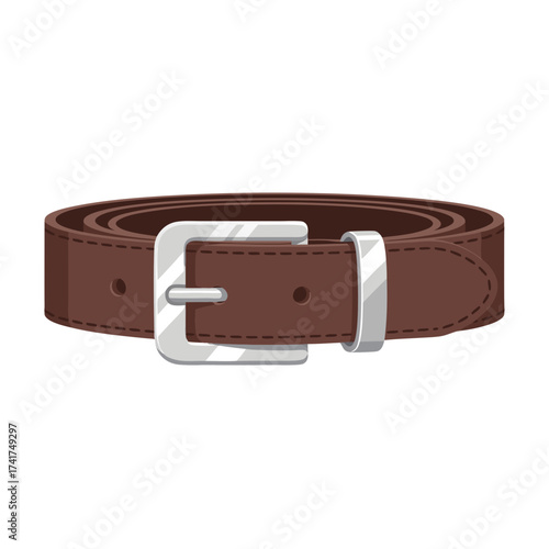 Brown Leather Belt with Square Buckle