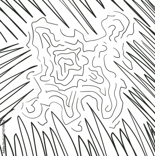 The labyrinth consists of winding curved lines in the middle and sharp straight partitions at the edges.