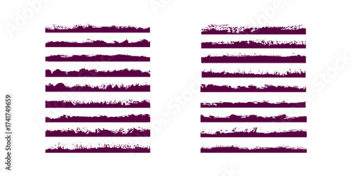 Grungy hand drawn ink and paint brush stroke collection with rough edges and borders, perfect for grunge design, distressed artwork, and textured abstract backgrounds
