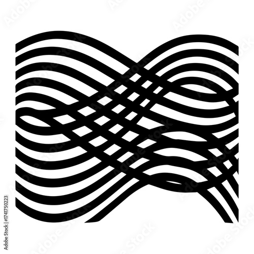 Intertwined black and white wavy lines forming a complex pattern
