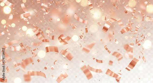 Golden confetti rains down, creating a sparkling spectacle of joy and celebration, vector png illustration